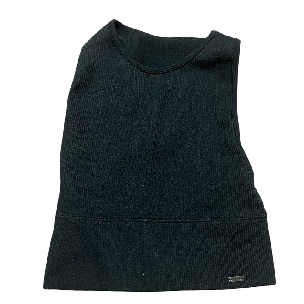 Gilly Hicks for Hollister Black Ribbed Knit Halter Top workout sports bra gym